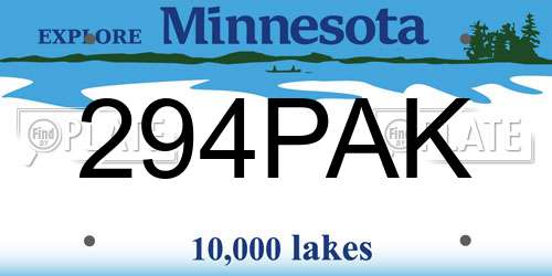 294PAK Minnesota License Plate