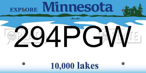 294PGW Minnesota License Plate