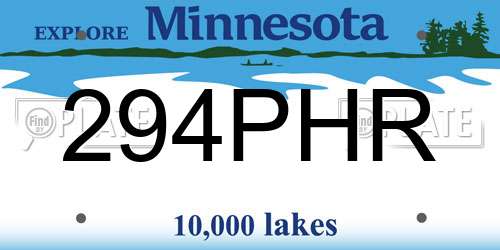 294PHR Minnesota License Plate