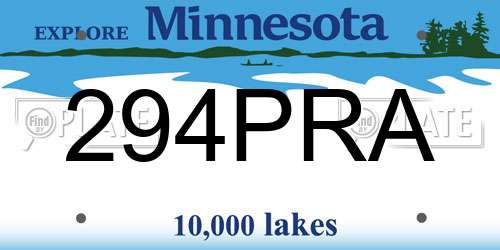 294PRA Minnesota License Plate