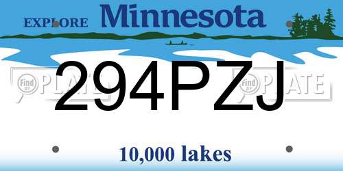 294PZJ Minnesota License Plate