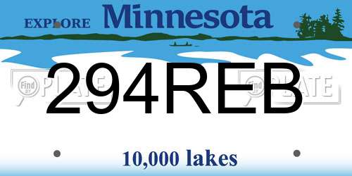 294REB Minnesota License Plate