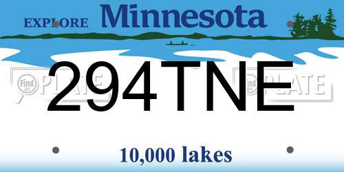294TNE Minnesota License Plate