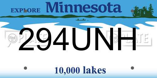 294UNH Minnesota License Plate