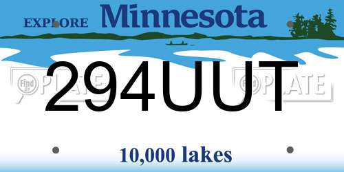294UUT Minnesota License Plate