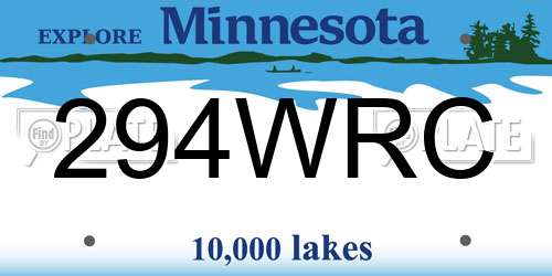 294WRC Minnesota License Plate
