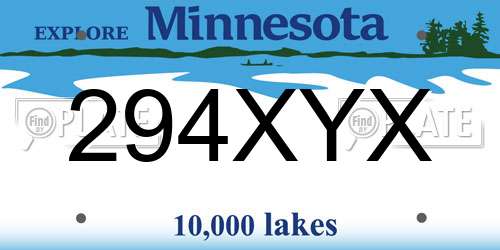 294XYX Minnesota License Plate