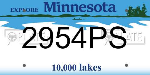 2954PS Minnesota License Plate