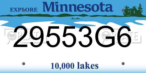 29553G6 Minnesota License Plate