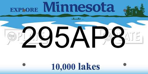 295AP8 Minnesota License Plate