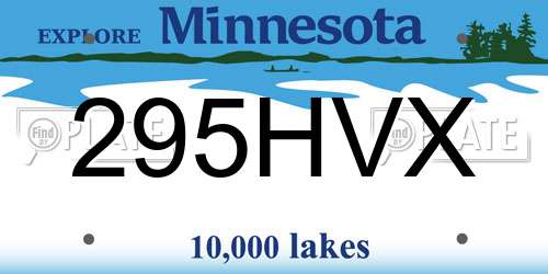 295HVX Minnesota License Plate