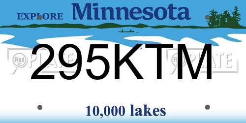 295KTM Minnesota License Plate