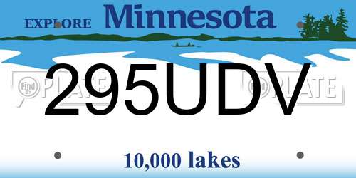 295UDV Minnesota License Plate