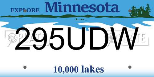 295UDW Minnesota License Plate
