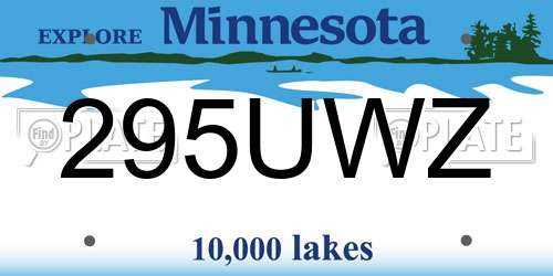 295UWZ Minnesota License Plate