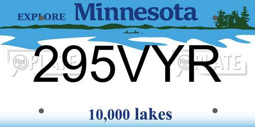 295VYR Minnesota License Plate