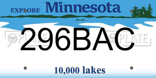 296BAC Minnesota License Plate