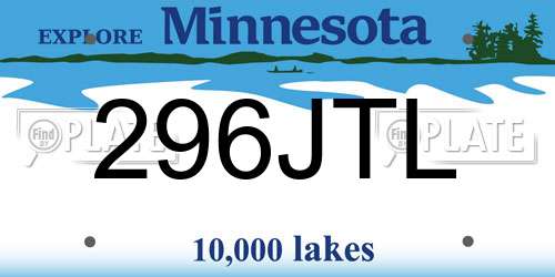 296JTL Minnesota License Plate