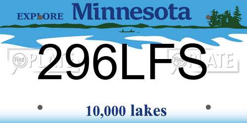 296LFS Minnesota License Plate