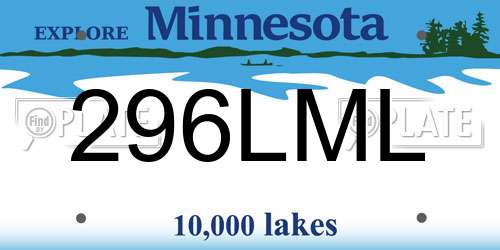 296LML Minnesota License Plate