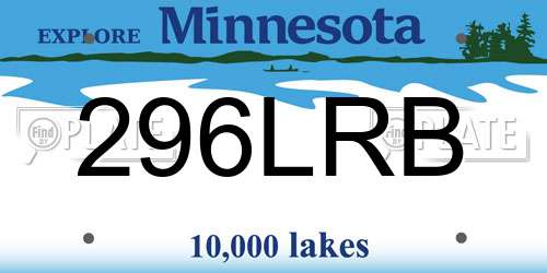 296LRB Minnesota License Plate