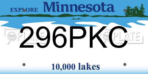 296PKC Minnesota License Plate