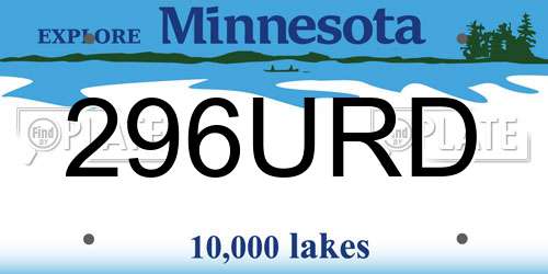 296URD Minnesota License Plate