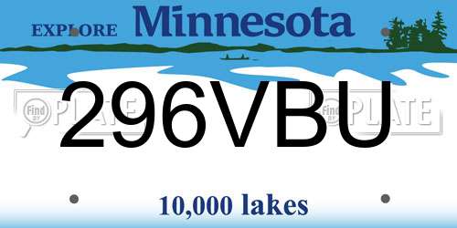 296VBU Minnesota License Plate