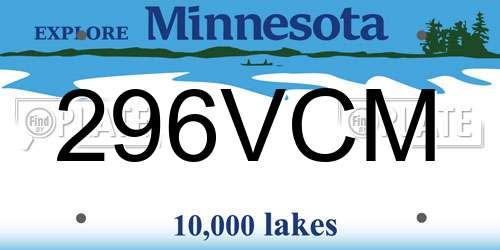 296VCM Minnesota License Plate