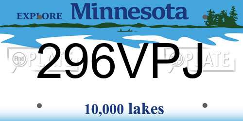 296VPJ Minnesota License Plate