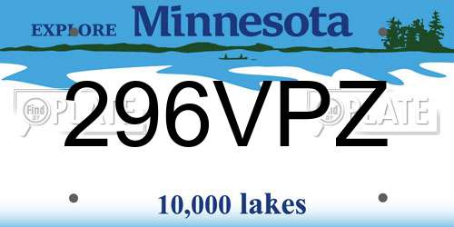 296VPZ Minnesota License Plate