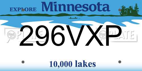 296VXP Minnesota License Plate