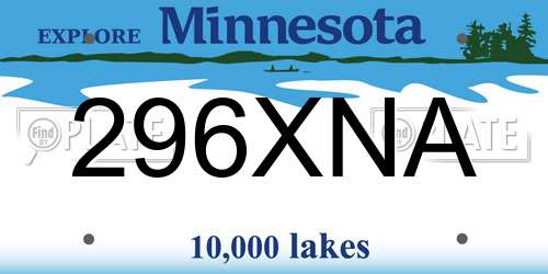 296XNA Minnesota License Plate