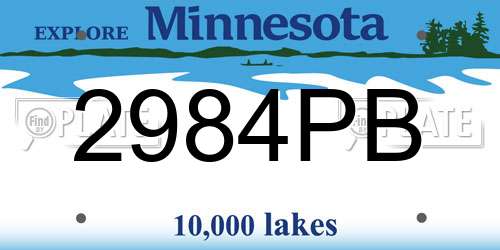 2984PB Minnesota License Plate