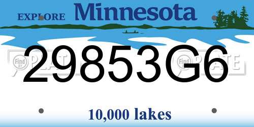 29853G6 Minnesota License Plate