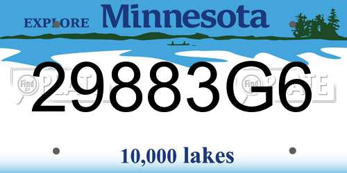29883G6 Minnesota License Plate