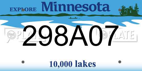 298A07 Minnesota License Plate