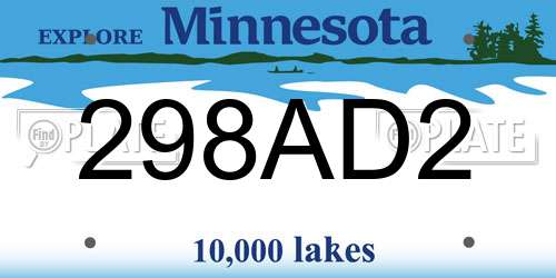298AD2 Minnesota License Plate