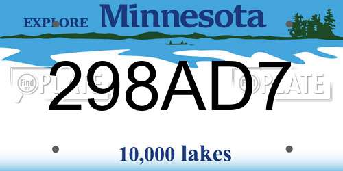 298AD7 Minnesota License Plate