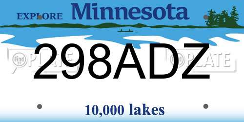 298ADZ Minnesota License Plate