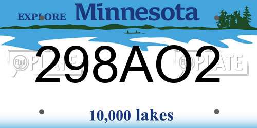 298AO2 Minnesota License Plate