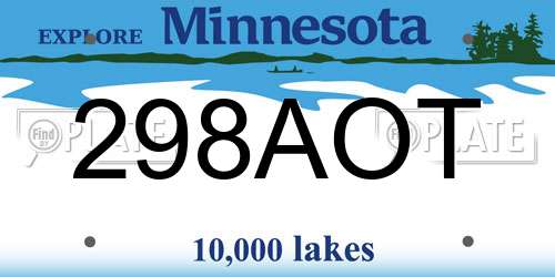 298AOT Minnesota License Plate