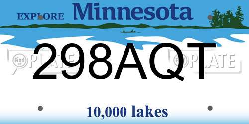298AQT Minnesota License Plate