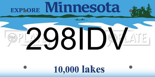 298IDV Minnesota License Plate
