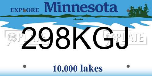 298KGJ Minnesota License Plate