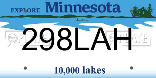 298LAH Minnesota License Plate