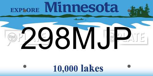 298MJP Minnesota License Plate