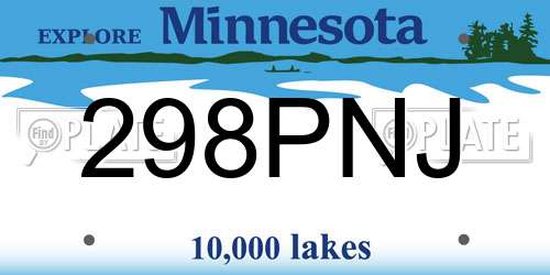 298PNJ Minnesota License Plate
