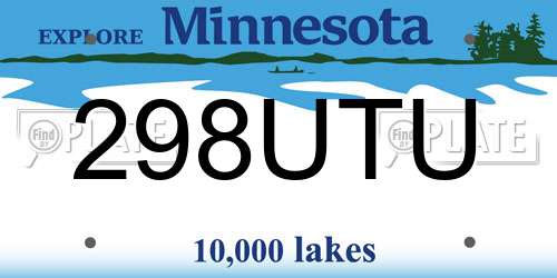298UTU Minnesota License Plate