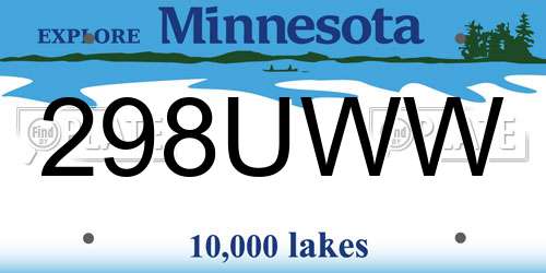 298UWW Minnesota License Plate